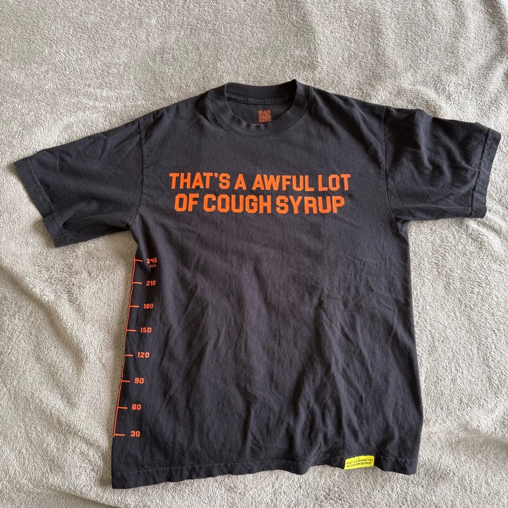Black Graphic Tee with Orange Print